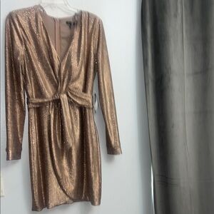 City vibe Metallic Rose Gold Bronze Dress L